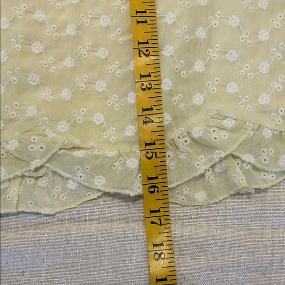 Altar'd State Skirt Women’s L Yellow Floral Mini Ruffle Eyelet Feminine - Picture 5 of 10